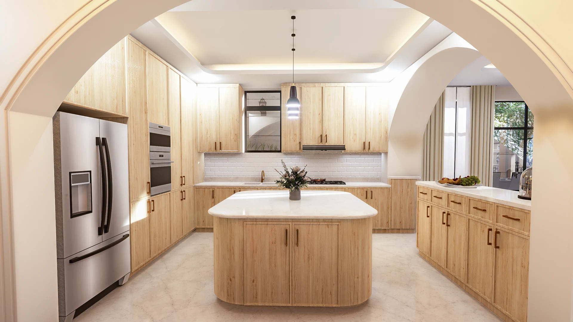 Flora Residence kitchen rendering.