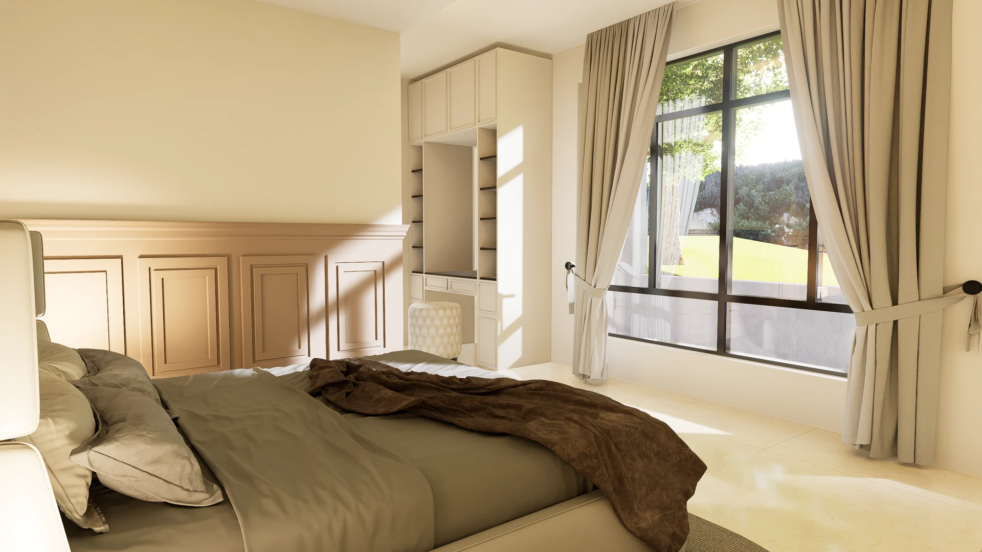 Flora Residence bedroom rendering.