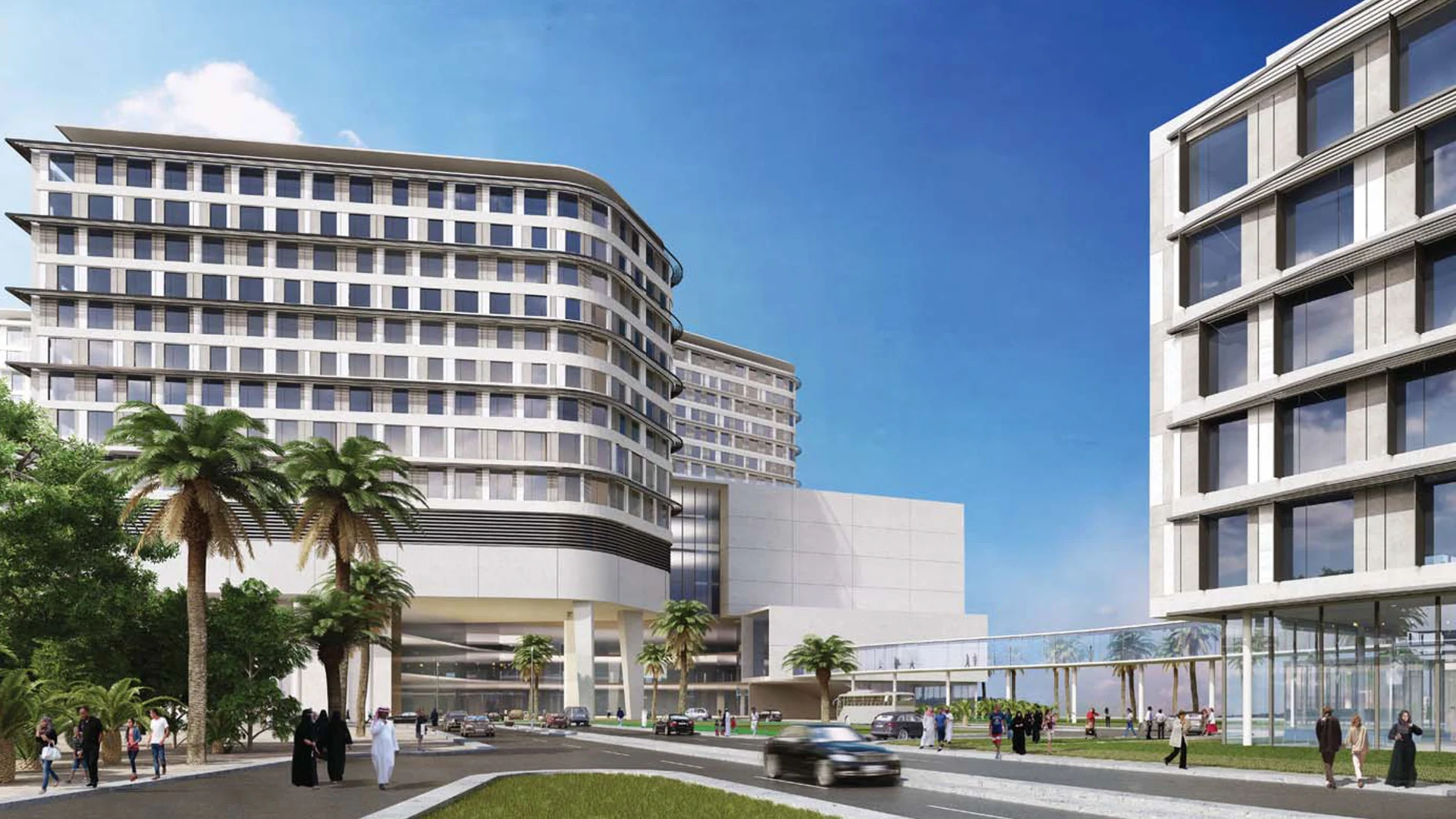 Kuwait New Maternity Hospital — entry view.